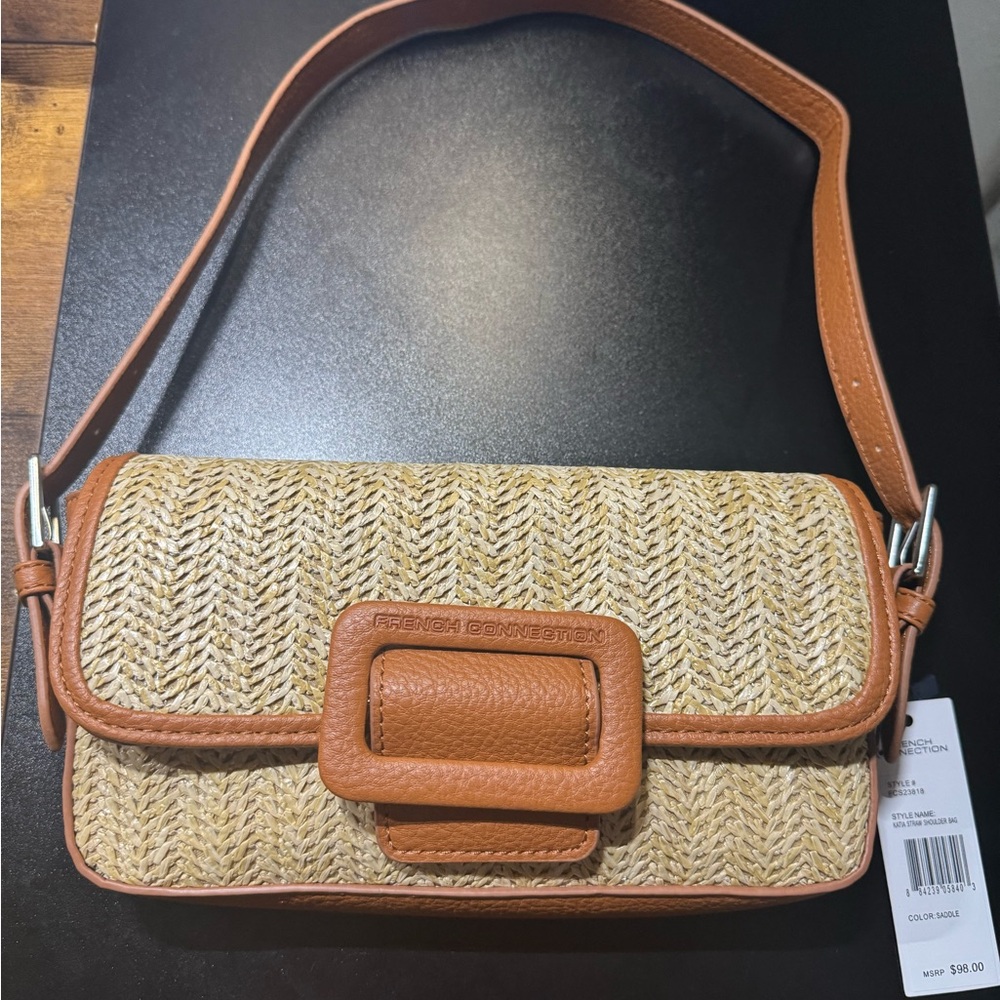 French Connection katia straw shoulder bag